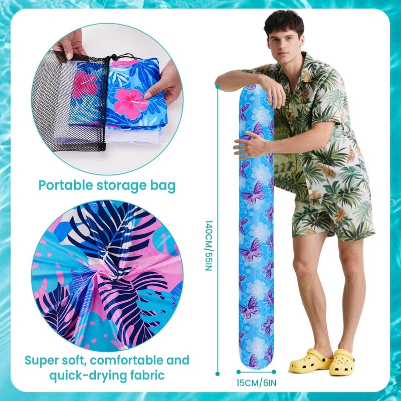 Brmoka Inflatable Swimming Pool Noodle, 2 Pack Soft Fabric Quick Drying Covered Large Pool Floats Noodles, Premium Buoyancy Swim PoolFloats with Portable Storage Bag for Pool Party Toy - Image 5